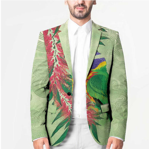 Australia Bottlebrush And Lorikeets Blazer Aboriginal Art - Watercolor Style - Aussie Hoodie