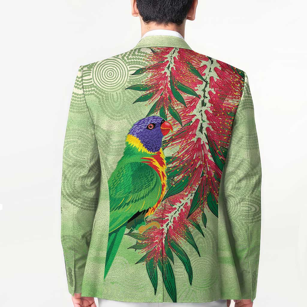 Australia Bottlebrush And Lorikeets Blazer Aboriginal Art - Watercolor Style - Aussie Hoodie