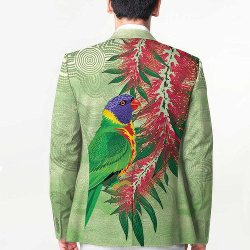 Australia Bottlebrush And Lorikeets Blazer Aboriginal Art - Watercolor Style - Aussie Hoodie
