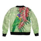 Australia Bottlebrush And Lorikeets Bomber Jacket Aboriginal Art - Watercolor Style