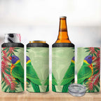 Australia Bottlebrush And Lorikeets 4 in 1 Can Cooler Tumbler Aboriginal Art - Watercolor Style