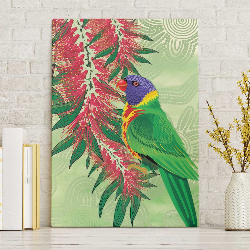 Australia Bottlebrush And Lorikeets Canvas Wall Art Aboriginal Art - Watercolor Style