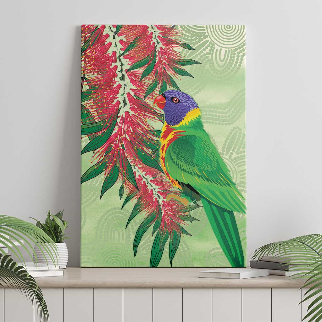Australia Bottlebrush And Lorikeets Canvas Wall Art Aboriginal Art - Watercolor Style