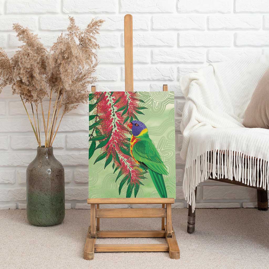 Australia Bottlebrush And Lorikeets Canvas Wall Art Aboriginal Art - Watercolor Style