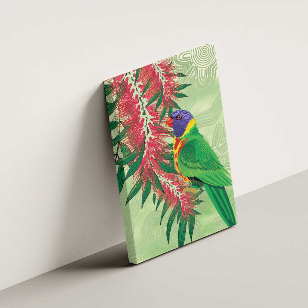Australia Bottlebrush And Lorikeets Canvas Wall Art Aboriginal Art - Watercolor Style