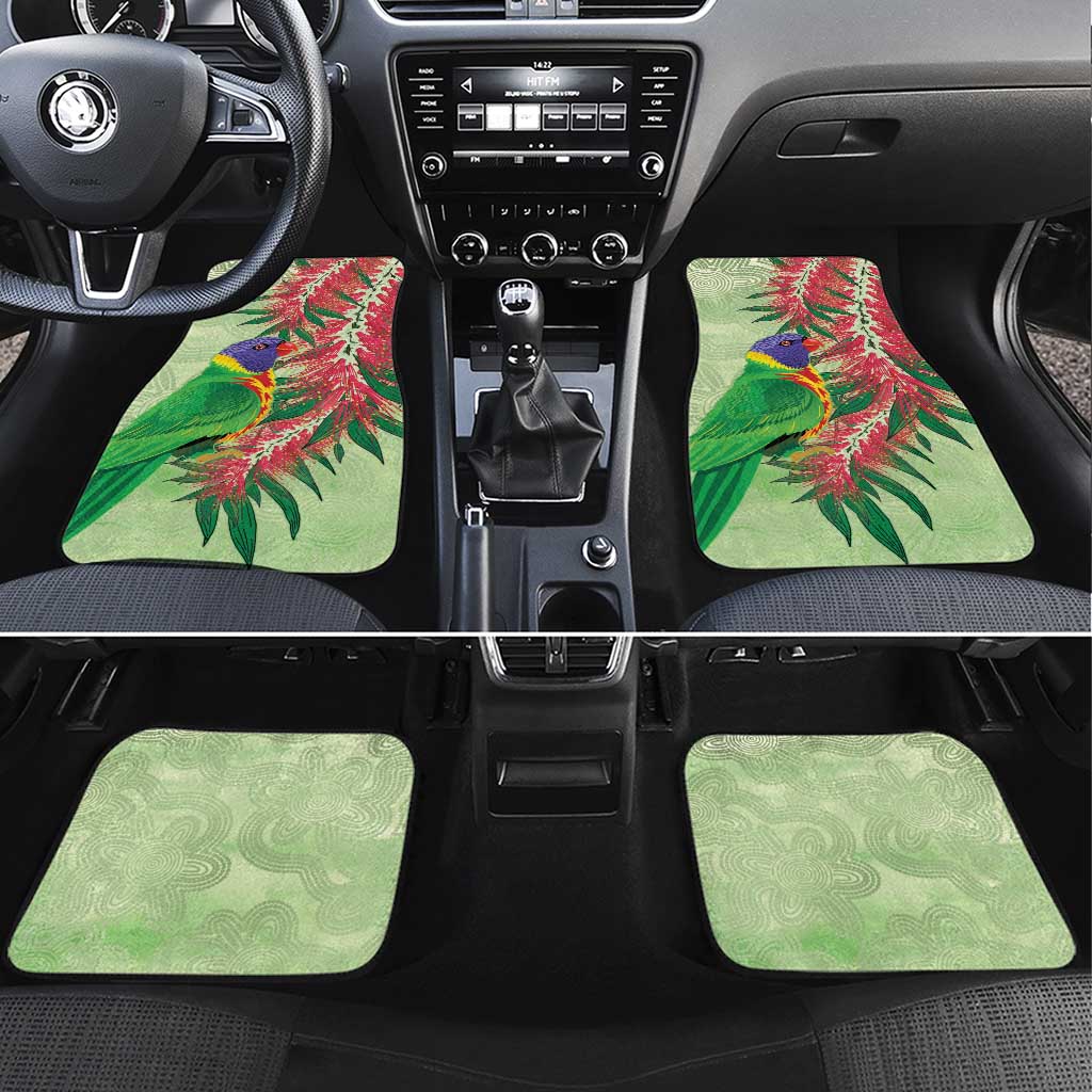 Australia Bottlebrush And Lorikeets Car Mats Aboriginal Art - Watercolor Style