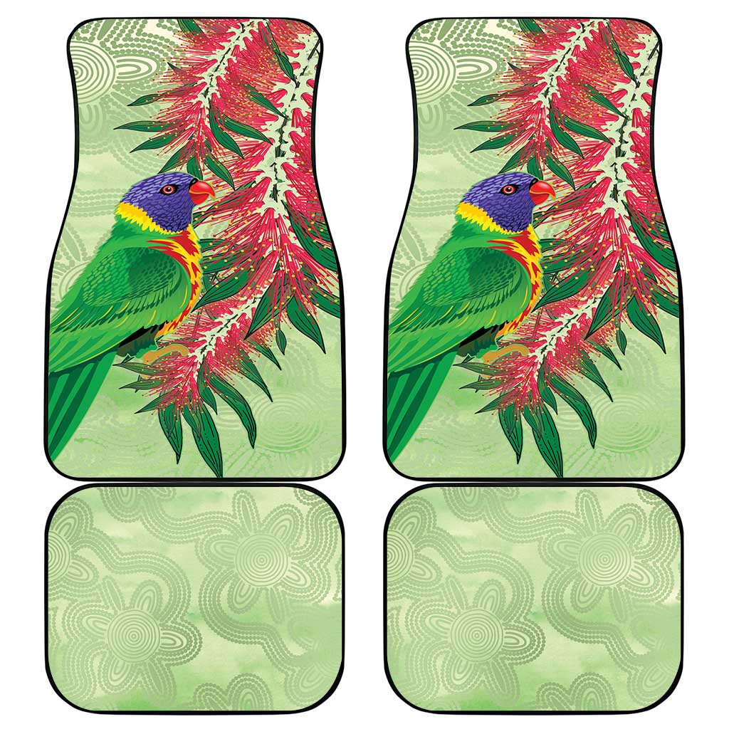 Australia Bottlebrush And Lorikeets Car Mats Aboriginal Art - Watercolor Style