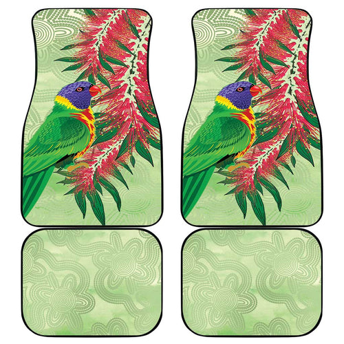 Australia Bottlebrush And Lorikeets Car Mats Aboriginal Art - Watercolor Style