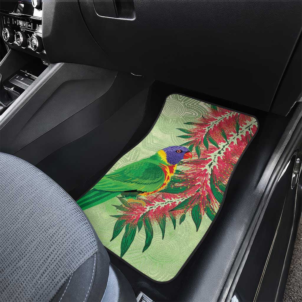 Australia Bottlebrush And Lorikeets Car Mats Aboriginal Art - Watercolor Style