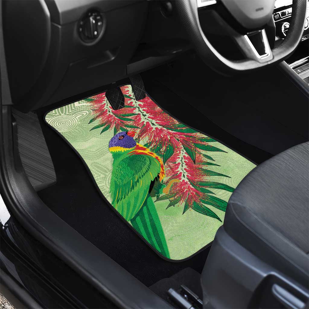 Australia Bottlebrush And Lorikeets Car Mats Aboriginal Art - Watercolor Style