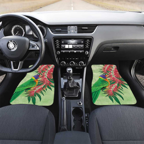Australia Bottlebrush And Lorikeets Car Mats Aboriginal Art - Watercolor Style