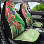 Australia Bottlebrush And Lorikeets Car Seat Cover Aboriginal Art - Watercolor Style