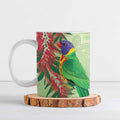 Australia Bottlebrush And Lorikeets Ceramic Mug Aboriginal Art - Watercolor Style - Aussie Hoodie