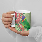 Australia Bottlebrush And Lorikeets Ceramic Mug Aboriginal Art - Watercolor Style - Aussie Hoodie