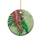 Australia Bottlebrush And Lorikeets Ceramic Ornament Aboriginal Art - Watercolor Style