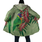 Australia Bottlebrush And Lorikeets Cloak Aboriginal Art - Watercolor Style - Aussie Hoodie
