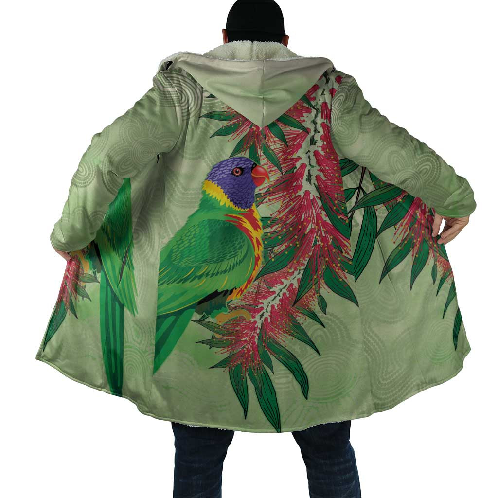 Australia Bottlebrush And Lorikeets Cloak Aboriginal Art - Watercolor Style - Aussie Hoodie