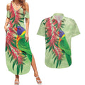 Australia Bottlebrush And Lorikeets Couples Matching Summer Maxi Dress and Hawaiian Shirt Aboriginal Art - Watercolor Style