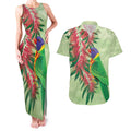 Australia Bottlebrush And Lorikeets Couples Matching Tank Maxi Dress and Hawaiian Shirt Aboriginal Art - Watercolor Style