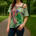 Australia Bottlebrush And Lorikeets Cross Shoulder Shirt Aboriginal Art - Watercolor Style - Aussie Hoodie