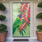 Australia Bottlebrush And Lorikeets Door Cover Aboriginal Art - Watercolor Style - Aussie Hoodie