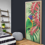 Australia Bottlebrush And Lorikeets Door Cover Aboriginal Art - Watercolor Style - Aussie Hoodie