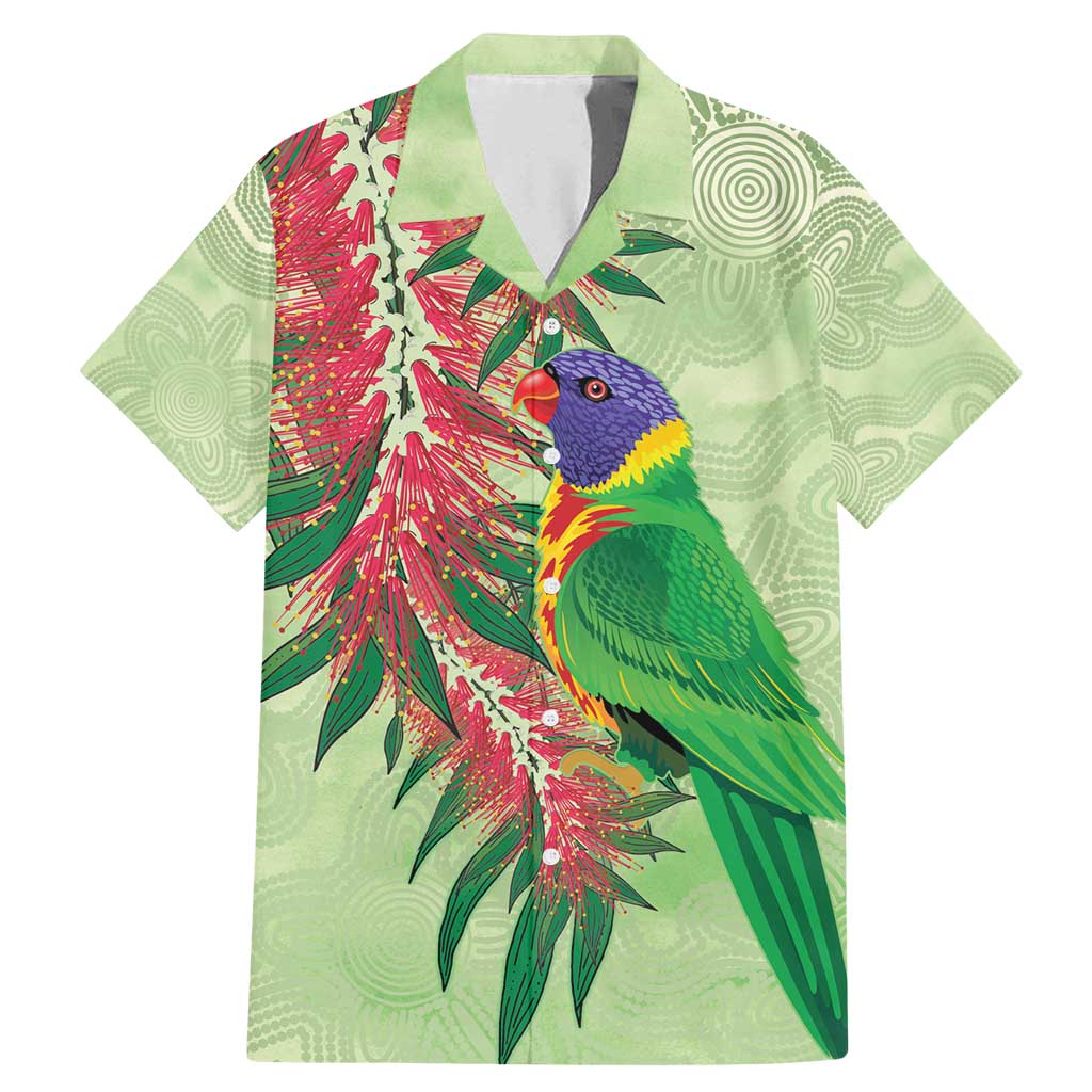 Australia Bottlebrush And Lorikeets Family Matching Mermaid Dress and Hawaiian Shirt Aboriginal Art - Watercolor Style