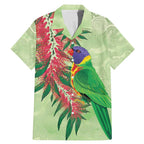 Australia Bottlebrush And Lorikeets Family Matching Mermaid Dress and Hawaiian Shirt Aboriginal Art - Watercolor Style