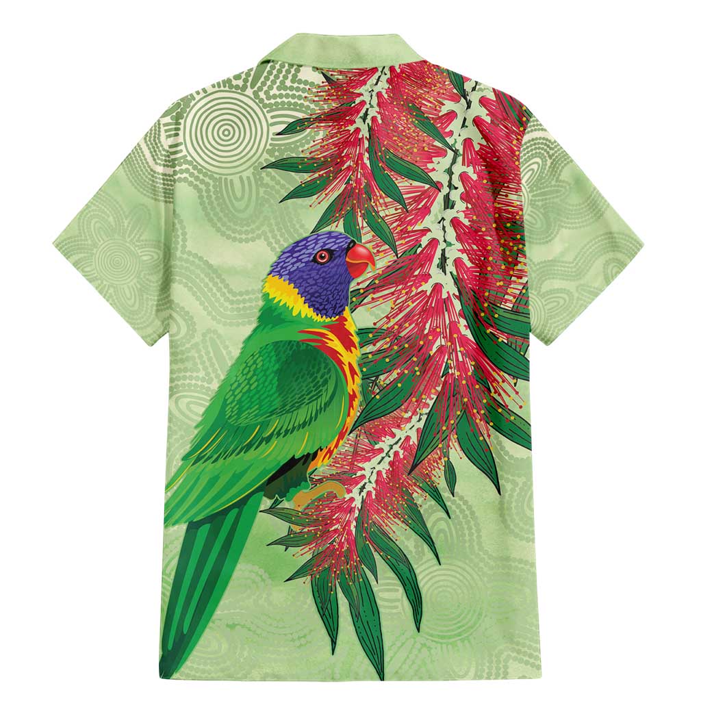 Australia Bottlebrush And Lorikeets Family Matching Mermaid Dress and Hawaiian Shirt Aboriginal Art - Watercolor Style