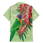 Australia Bottlebrush And Lorikeets Family Matching Mermaid Dress and Hawaiian Shirt Aboriginal Art - Watercolor Style