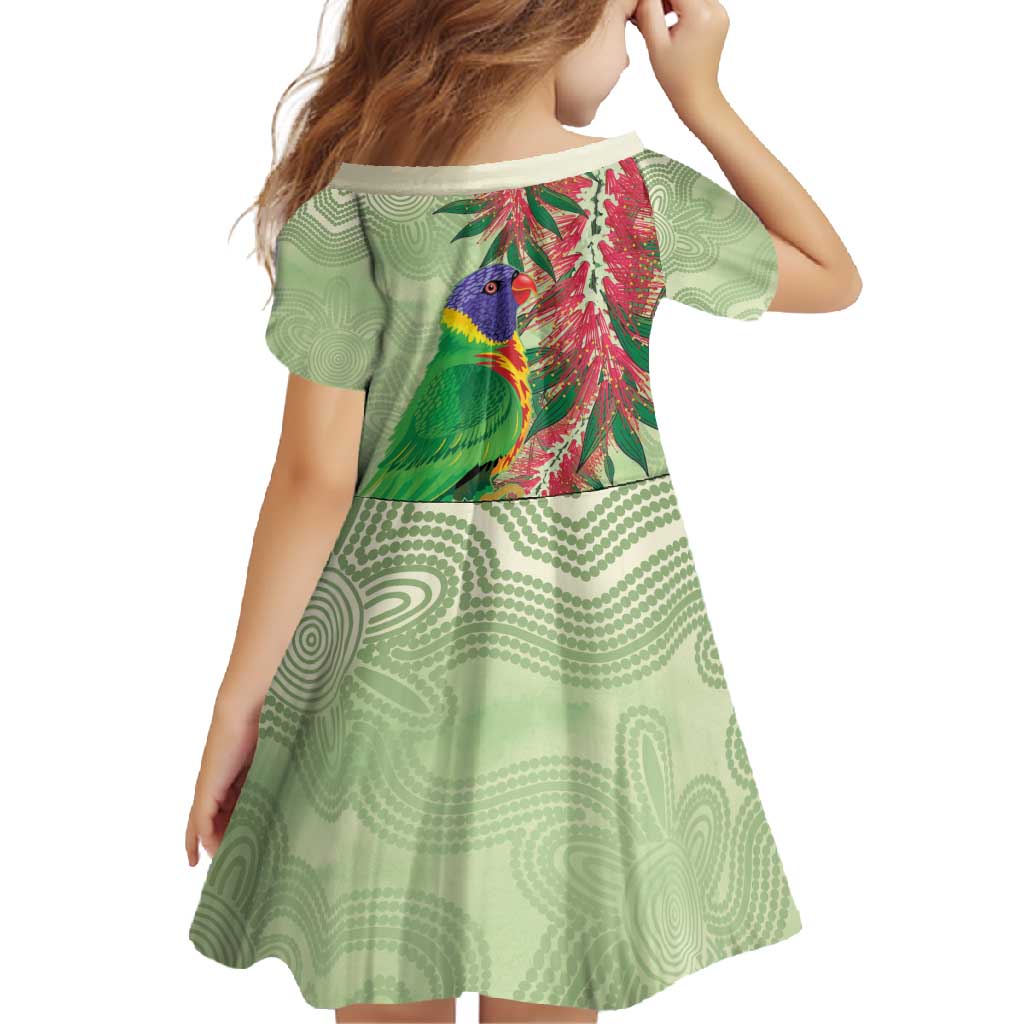 Australia Bottlebrush And Lorikeets Family Matching Off Shoulder Maxi Dress and Hawaiian Shirt Aboriginal Art - Watercolor Style