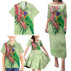 Australia Bottlebrush And Lorikeets Family Matching Puletasi and Hawaiian Shirt Aboriginal Art - Watercolor Style