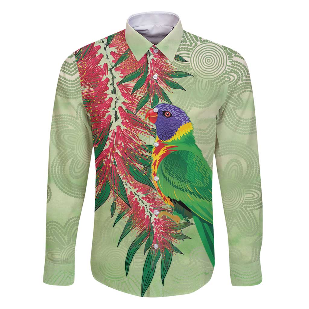 Australia Bottlebrush And Lorikeets Family Matching Puletasi and Hawaiian Shirt Aboriginal Art - Watercolor Style