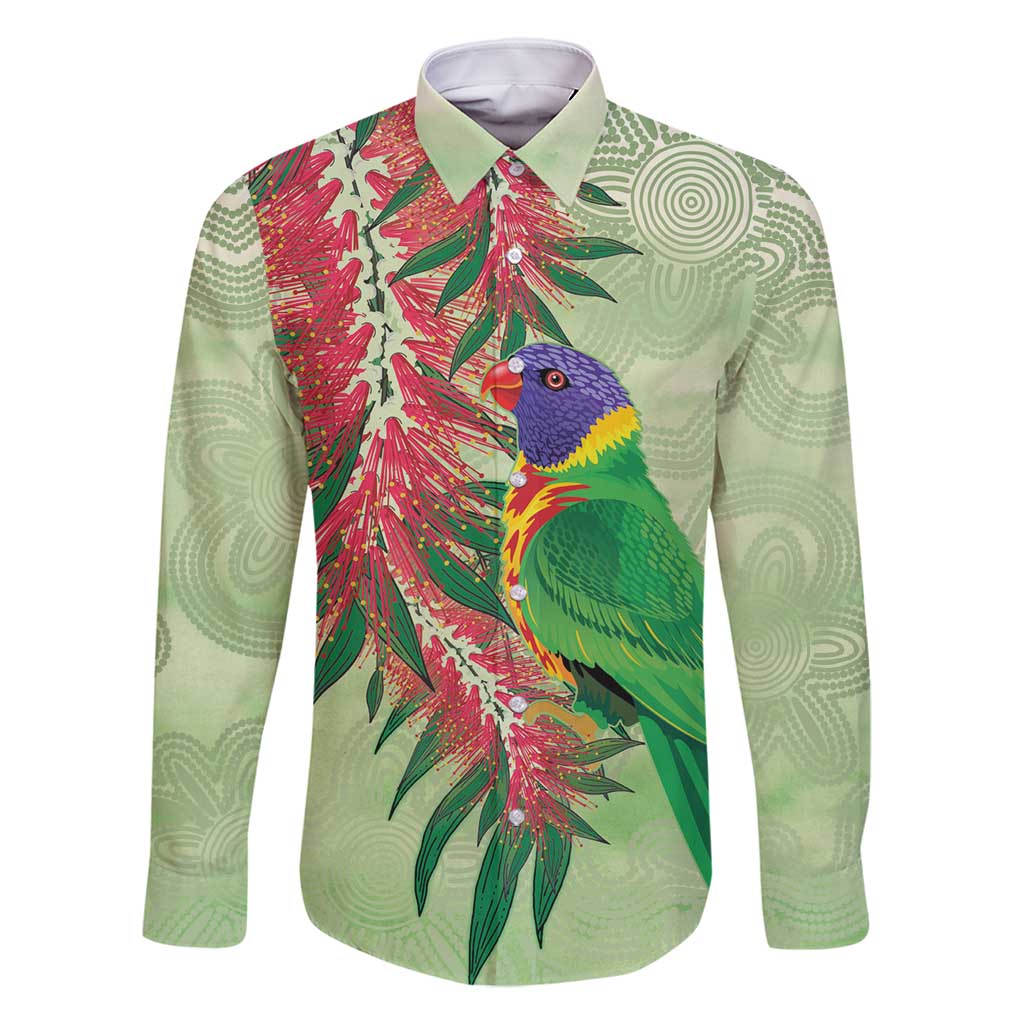 Australia Bottlebrush And Lorikeets Family Matching Summer Maxi Dress and Hawaiian Shirt Aboriginal Art - Watercolor Style