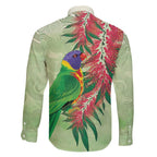 Australia Bottlebrush And Lorikeets Family Matching Tank Maxi Dress and Hawaiian Shirt Aboriginal Art - Watercolor Style
