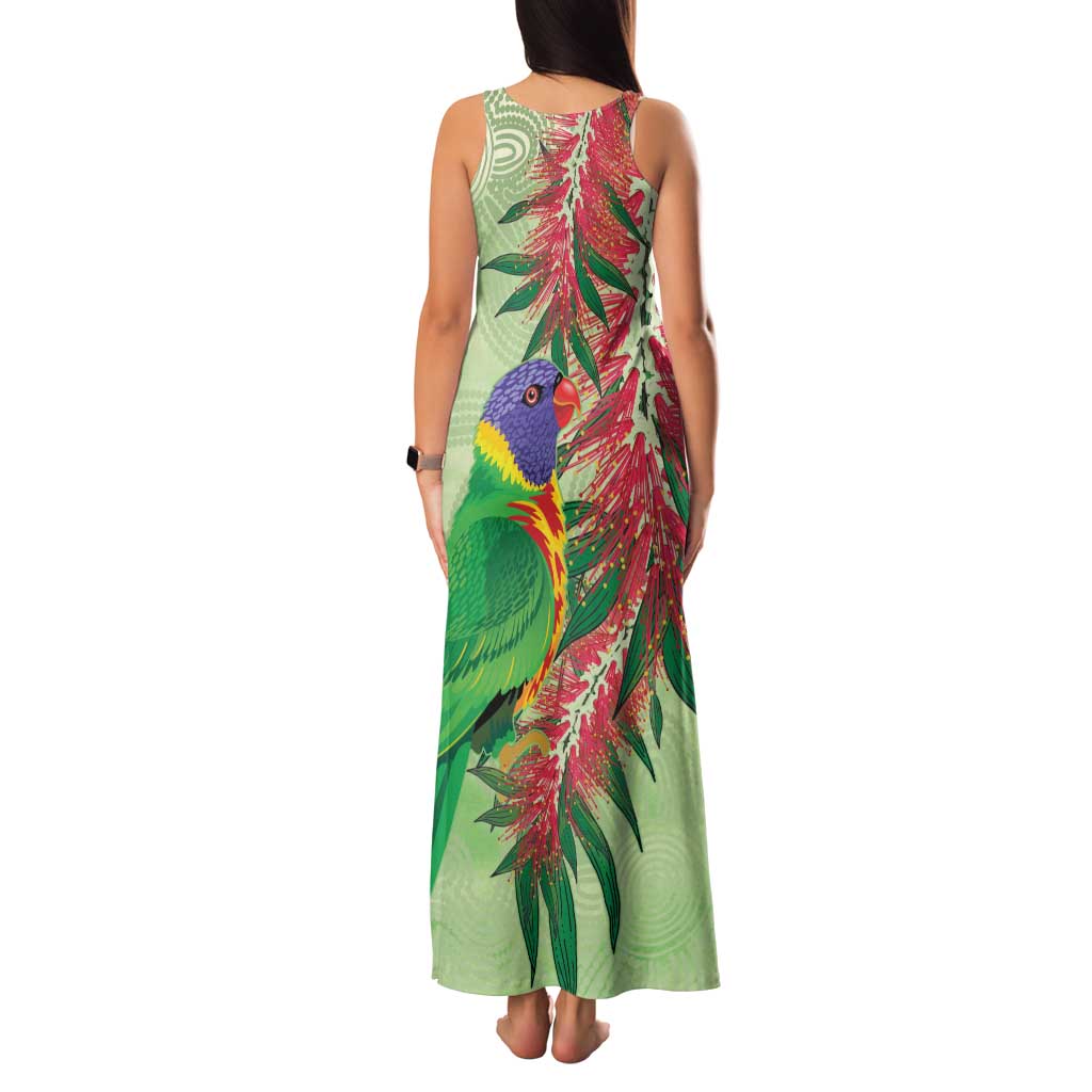 Australia Bottlebrush And Lorikeets Family Matching Tank Maxi Dress and Hawaiian Shirt Aboriginal Art - Watercolor Style