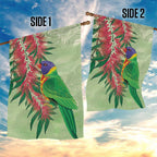 Australia Bottlebrush And Lorikeets Garden Flag Aboriginal Art - Watercolor Style