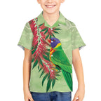 Australia Bottlebrush And Lorikeets Hawaiian Shirt Aboriginal Art - Watercolor Style