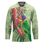 Australia Bottlebrush And Lorikeets Hockey Jersey Aboriginal Art - Watercolor Style - Aussie Hoodie