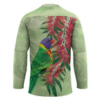 Australia Bottlebrush And Lorikeets Hockey Jersey Aboriginal Art - Watercolor Style - Aussie Hoodie
