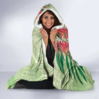 Australia Bottlebrush And Lorikeets Hooded Blanket Aboriginal Art - Watercolor Style