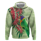 Australia Bottlebrush And Lorikeets Hoodie Aboriginal Art - Watercolor Style
