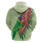 Australia Bottlebrush And Lorikeets Hoodie Aboriginal Art - Watercolor Style