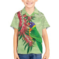 Australia Bottlebrush And Lorikeets Kid Hawaiian Shirt Aboriginal Art - Watercolor Style