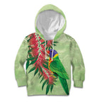 Australia Bottlebrush And Lorikeets Kid Hoodie Aboriginal Art - Watercolor Style