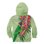 Australia Bottlebrush And Lorikeets Kid Hoodie Aboriginal Art - Watercolor Style