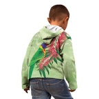 Australia Bottlebrush And Lorikeets Kid Hoodie Aboriginal Art - Watercolor Style