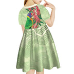 Australia Bottlebrush And Lorikeets Kid Short Sleeve Dress Aboriginal Art - Watercolor Style