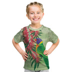 Australia Bottlebrush And Lorikeets Kid T Shirt Aboriginal Art - Watercolor Style