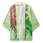 Australia Bottlebrush And Lorikeets Kimono Aboriginal Art - Watercolor Style - Aussie Hoodie